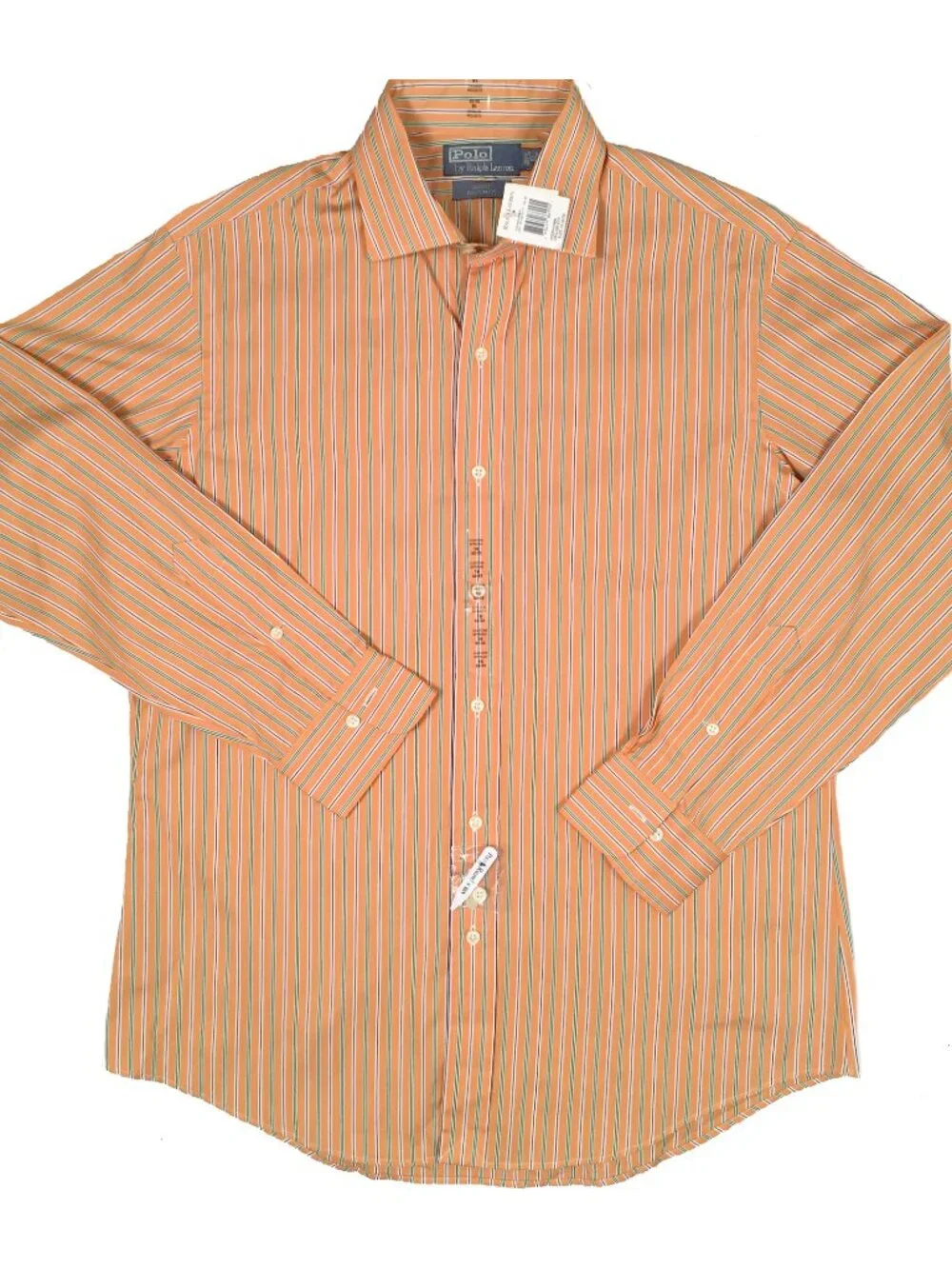 NEW Polo Ralph Lauren Regent Dress Shirt! 16.5 34 35 Orange Stripe Custom Fit